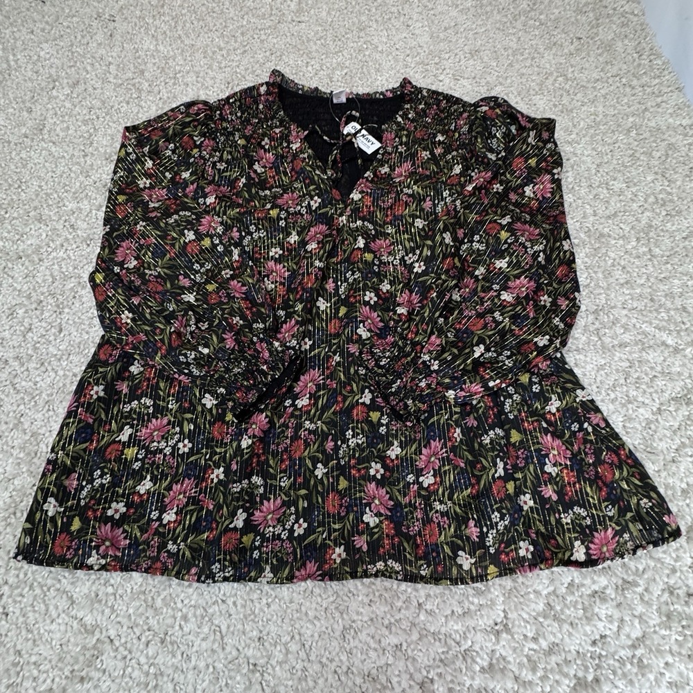 Old Navy Top Women's Floral 2X Lined Dressy Office Cottagecore‎